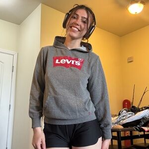 Levi's Charcoal Hoodie with Red Logo